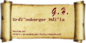 Grünsberger Héla névjegykártya